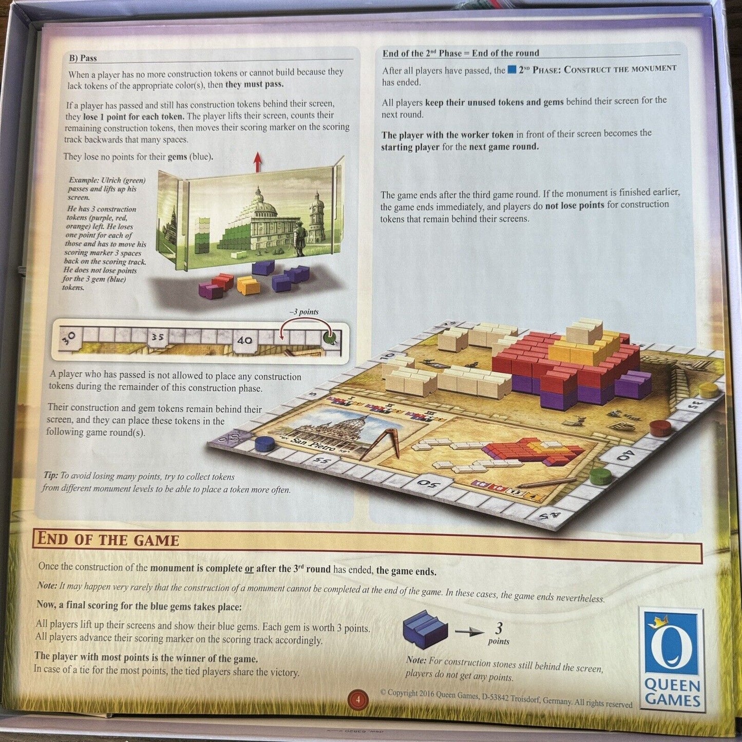 Queen Games World Monuments Piero Cioni 2016 Big Wooden Piece 2-4 Players Fun