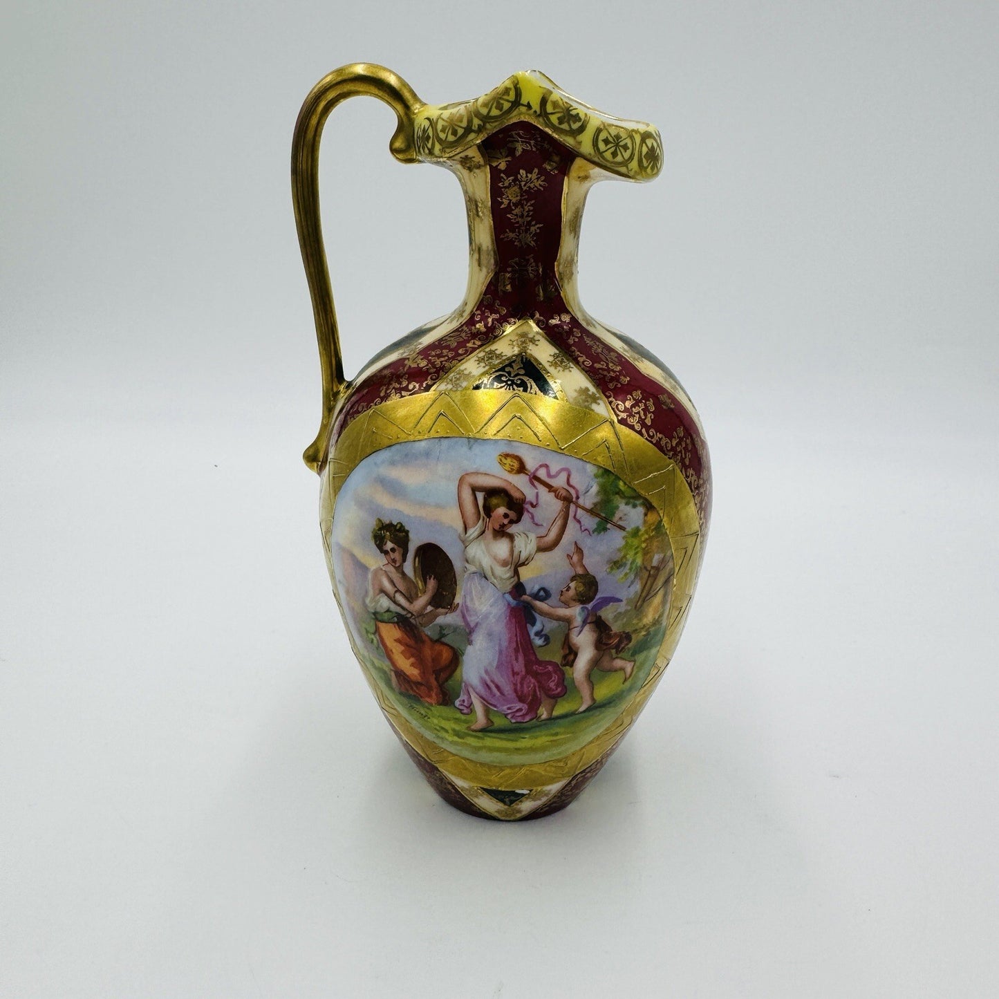 Royal Vienna Austria Porcelain Pitcher Hand Painted Portrait Art Nouveau Antique