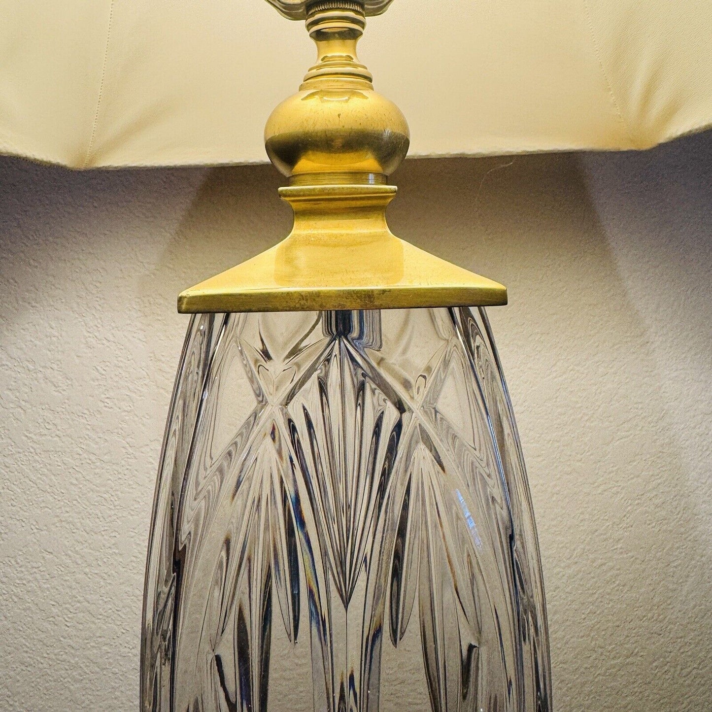Waterford Finn Versailles Crystal Table Lamp w/Brass Base 26in Original Shades