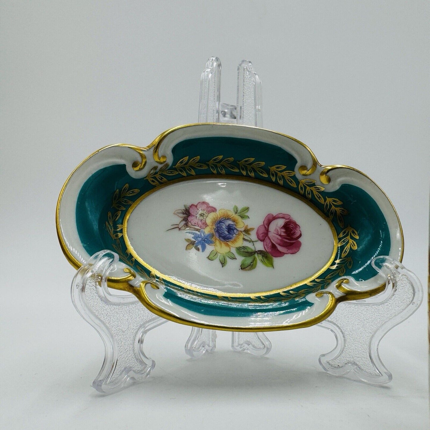 JLmenau Germany Graf Von Henneberg Green 5” Trinket Dish Set Antique