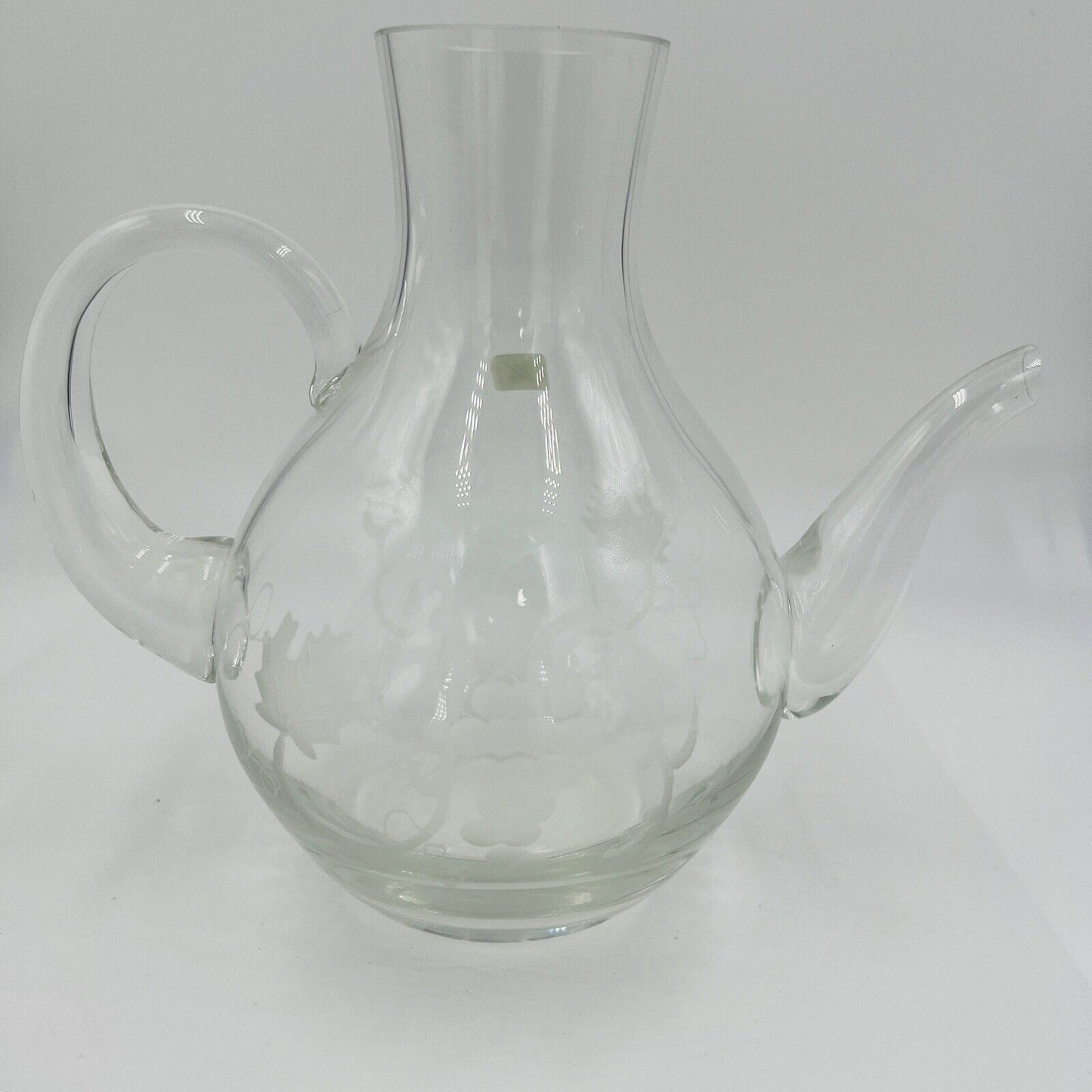 WMF Pitcher Glass Etched Grapes Jug Vintage Germany Home Decor Clear
