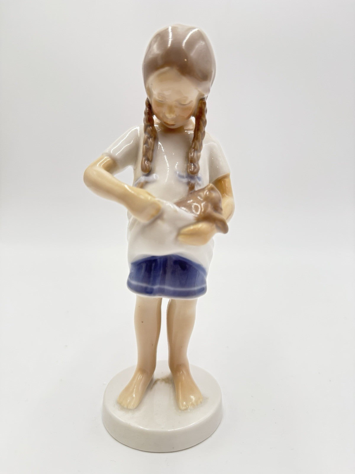 B&G Bing Grondahl Denmark Little Mother Girl Cat 1958-62 Porcelain Figurine 1779