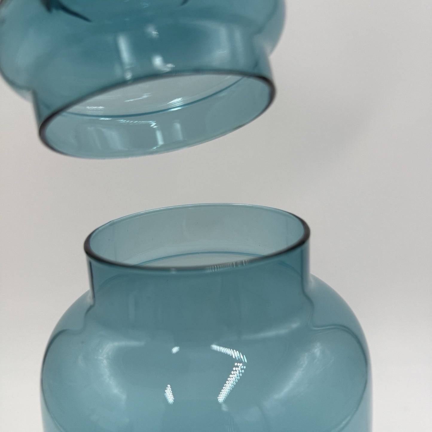 Rare Empoli Teal Italy MCM Blue Footed Apothecary Jar Lidded Vase 13” Art Glass