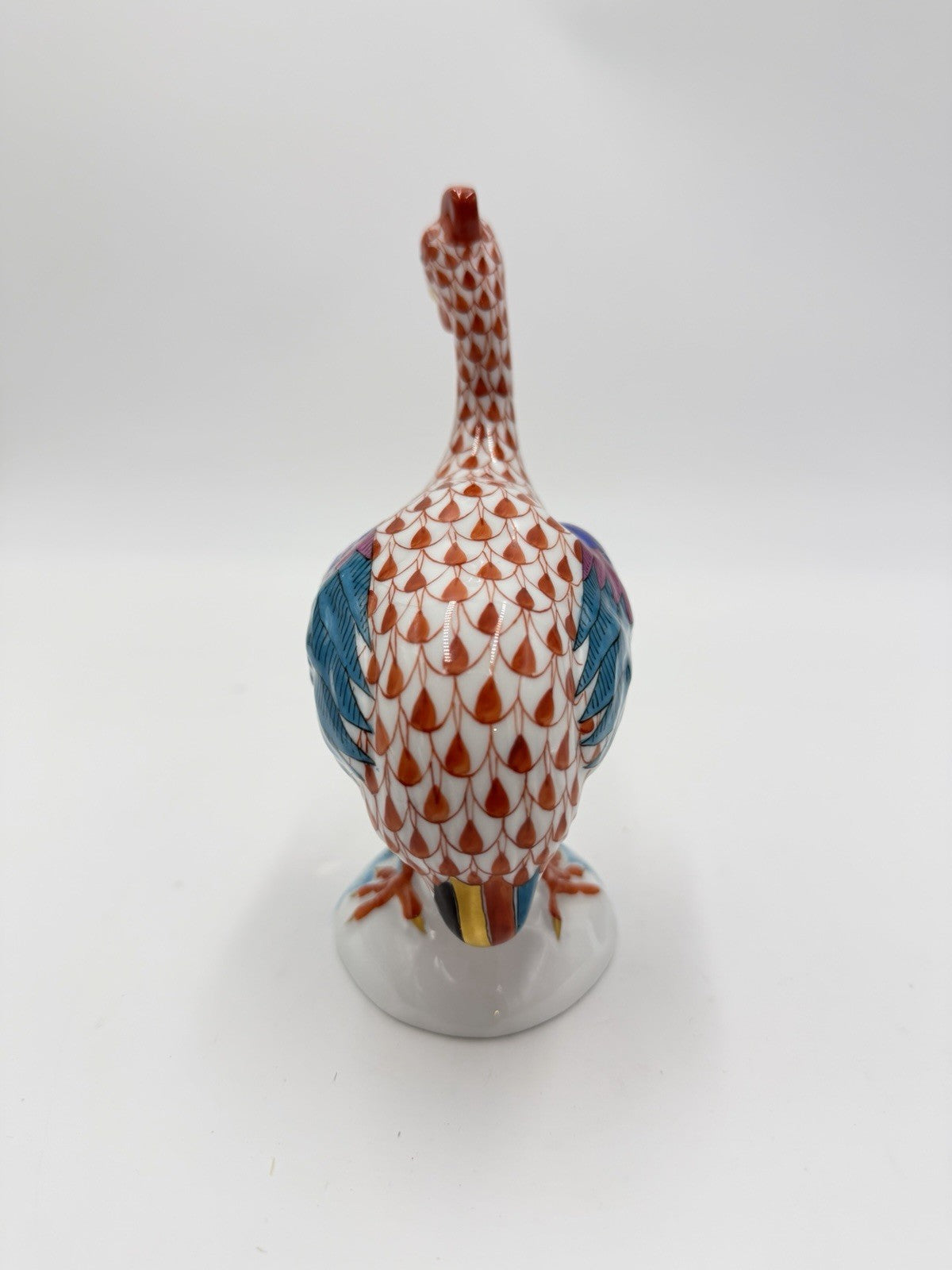 HEREND Hungary Porcelain Guinea Hen Bird Fowl Fishnet Hand Painted 6" Figurine
