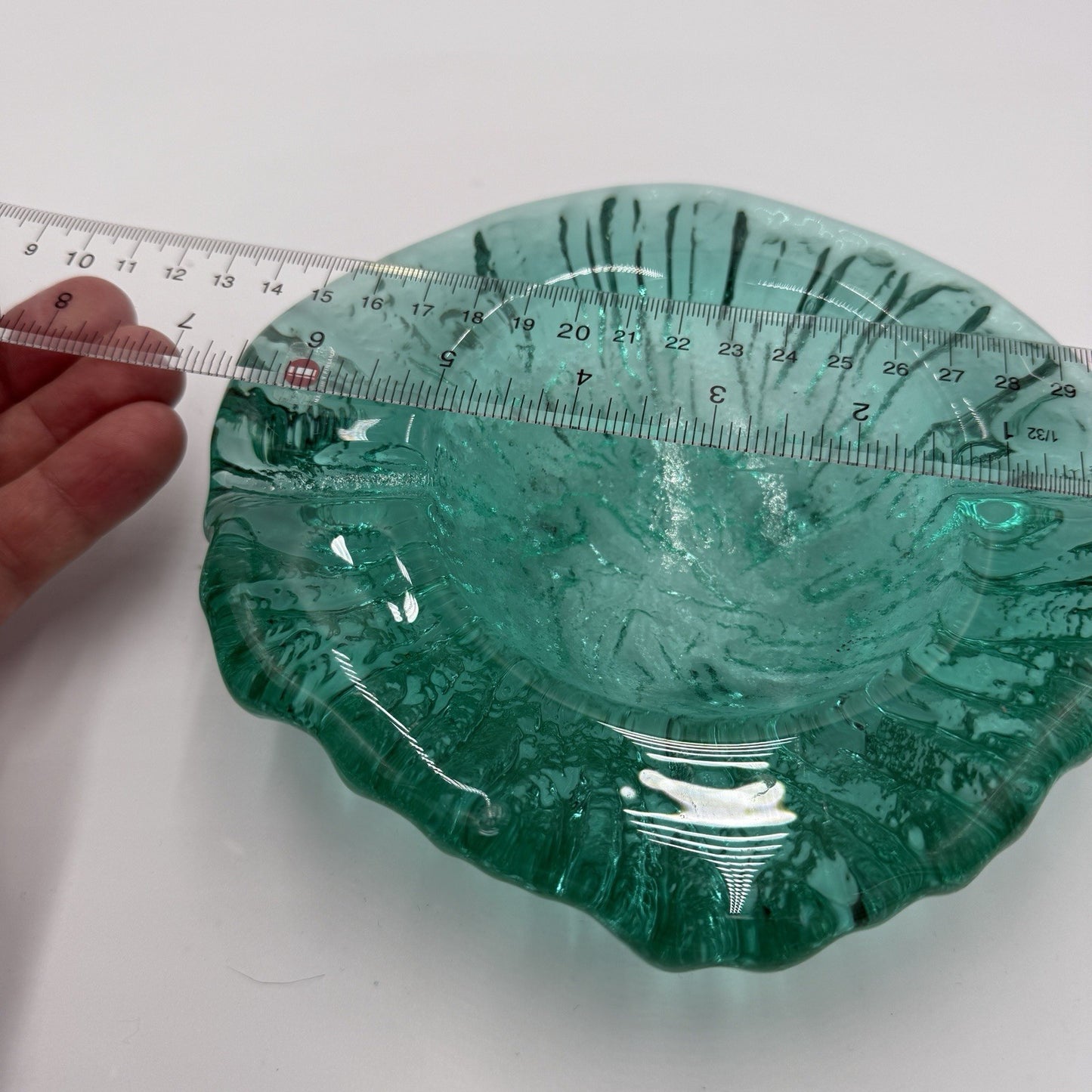 iittala Finland art glass green emerald ashtray footed bowl Rare 2” X 6.5”L X6”w