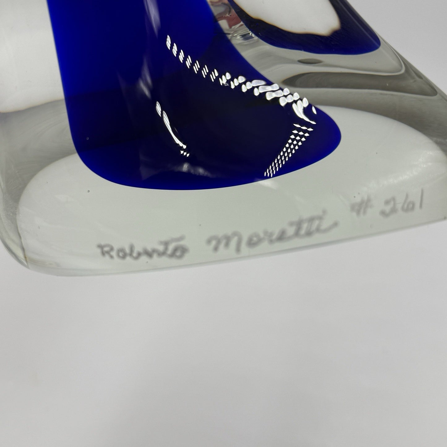 Vtg Murano Roberto Moretti Seagul Blue Cobalt Abstract Sculpture 13” Art Glass