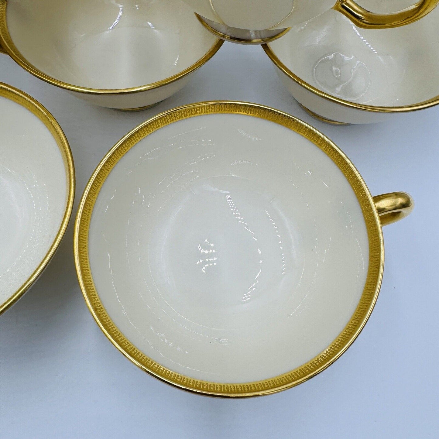 Lenox Tuxedo Gold J-33 Porcelain USA Tea Cups 10 Pieces