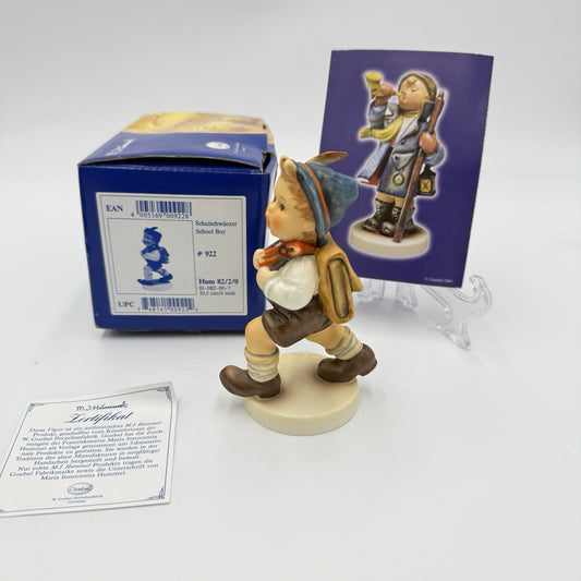 Hummel Goebel "School Boy Porcelain Germany Figurine  #822/0 W/box 4” Vintage