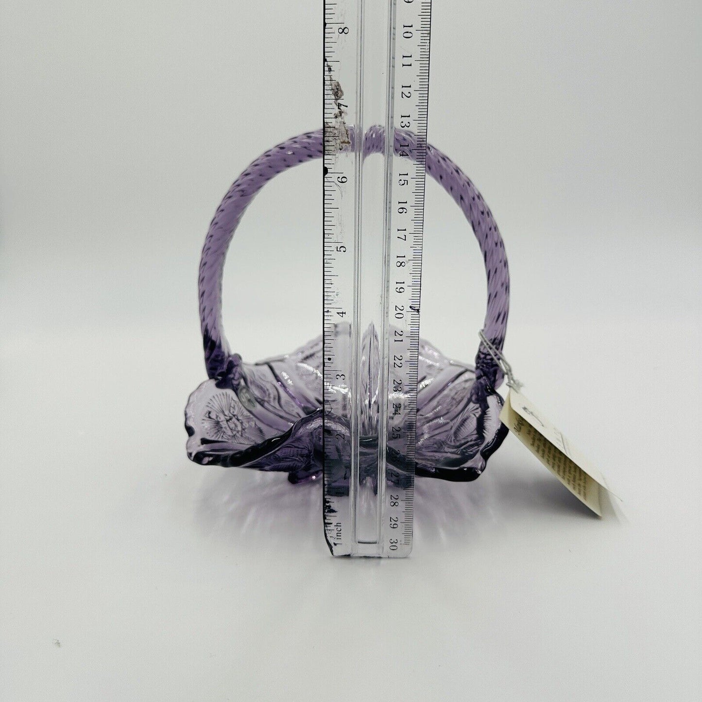 Fenton Basket 95th Anniversary Amethyst Thistle Pattern Home Decor Tags USA