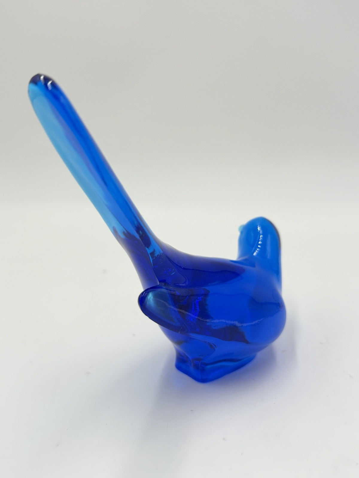 Vintage Fenton Cobalt Blue Art Glass Long Tail Bird of Happiness 5”x7” Figurine