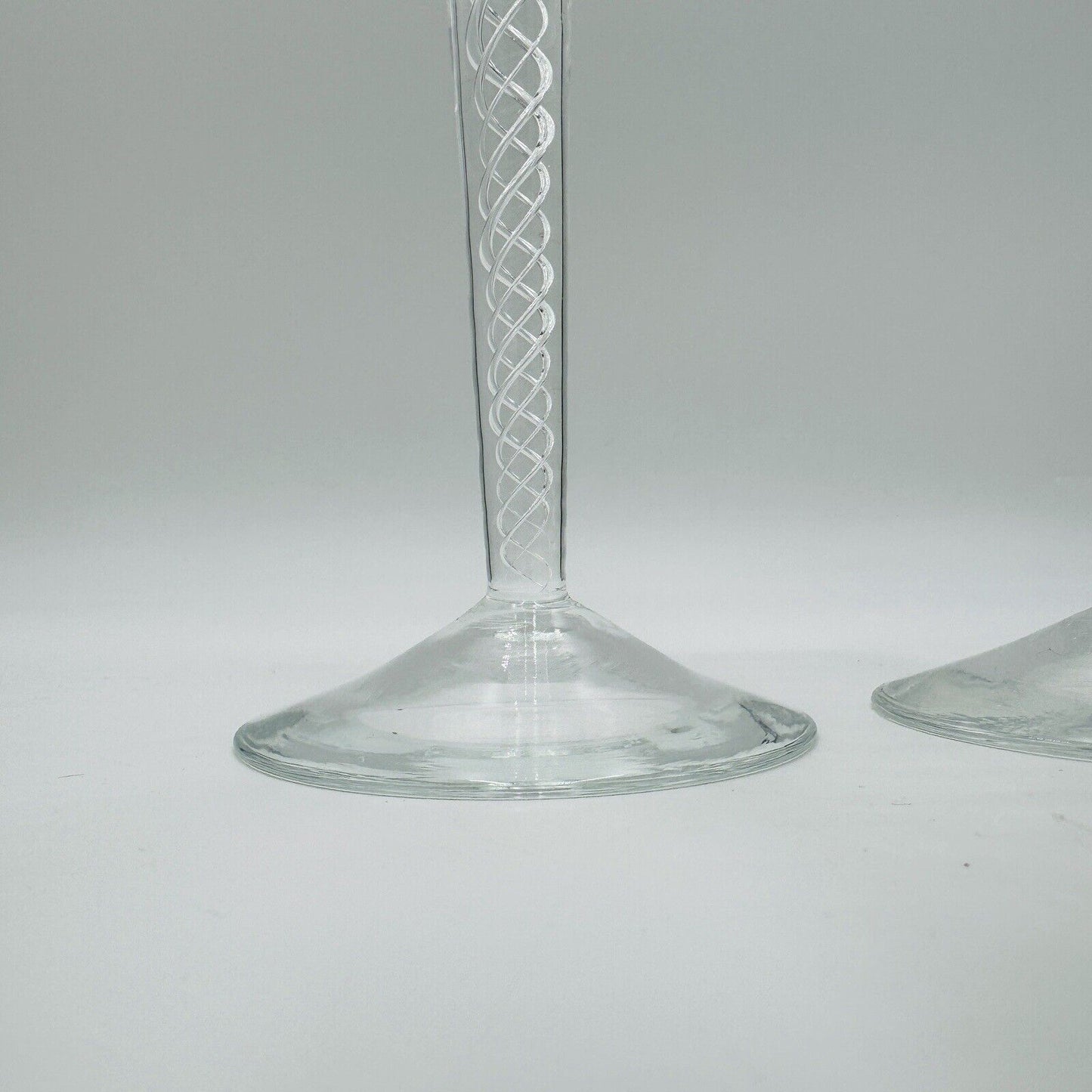 Vintage Air Twist Double Helix Candlestick Candle Holder Hand Blown Pair 10"h