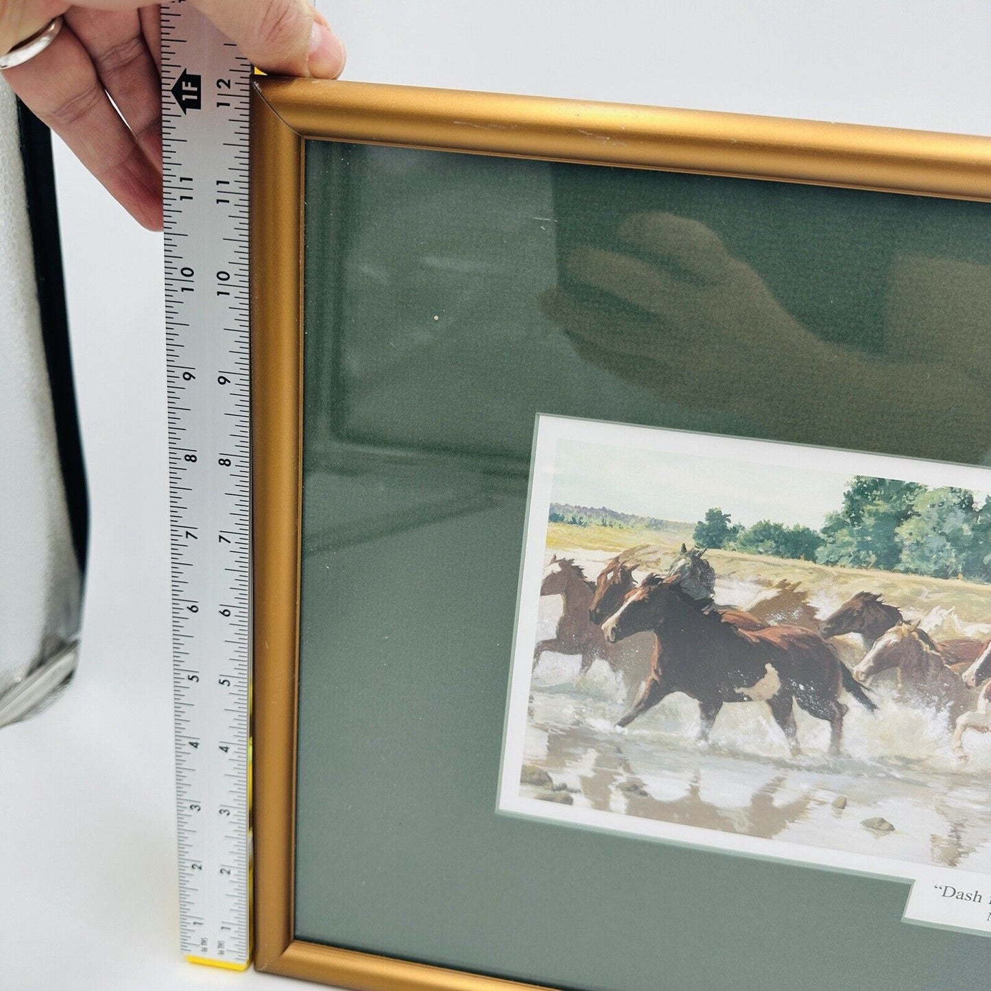 Mick B. Harrison Horses Print Frame Dash For The Cottonwoods Signed COA Wall Art