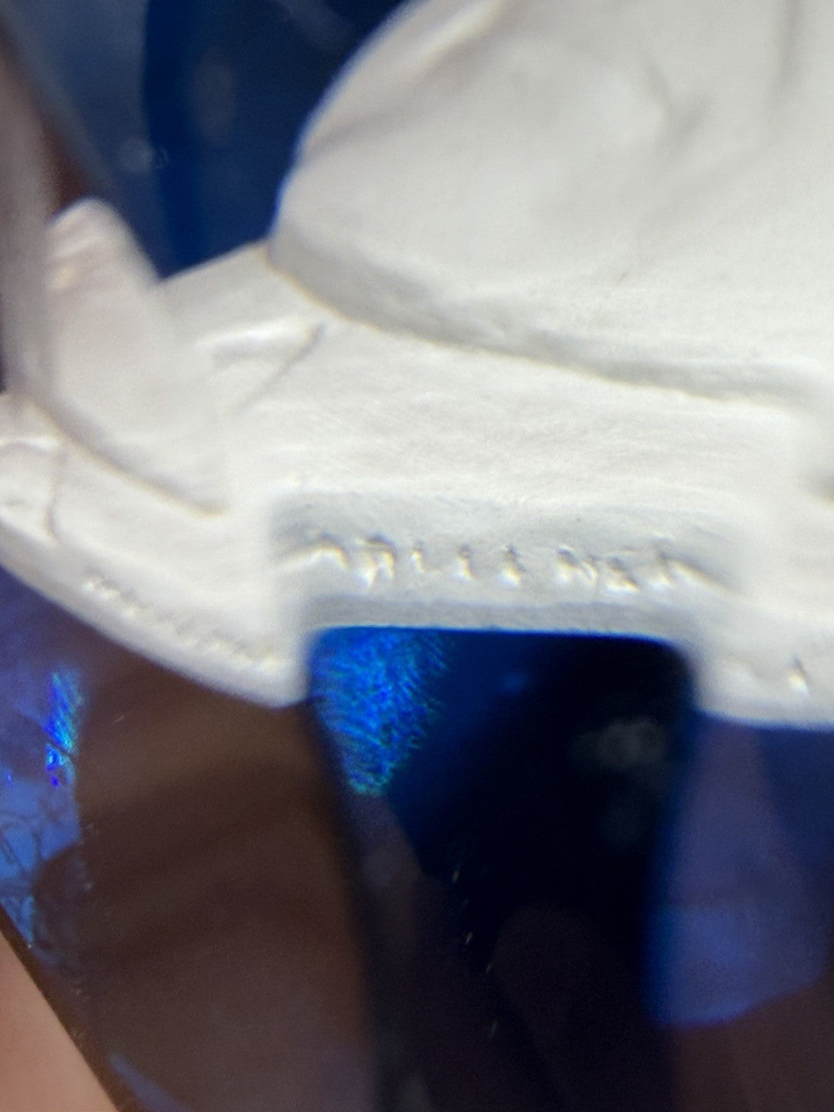 Baccarat Crystal France Blue Cut WOODROW WILSON Sulphide Paperweight Faceted