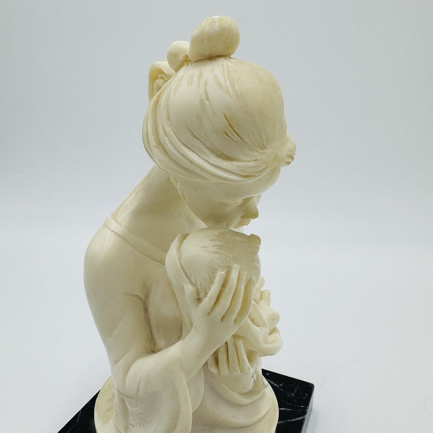A. Santini Mother & Child Alabaster Sculpture Classic Figurine 7.5” Italy Vtg