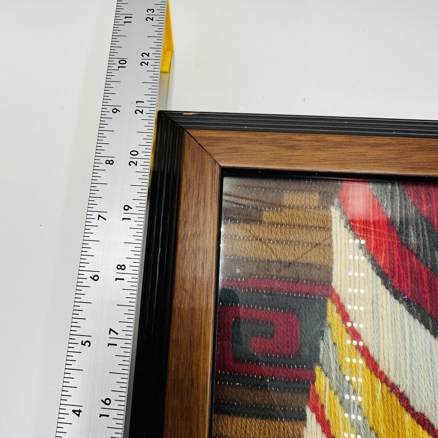 Rare Reinardy Native American Long-Stitch Needlepoint Basket Wall Art Framed