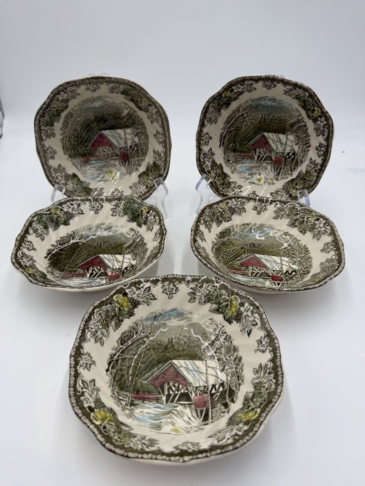 Vintage Johnson Bros The Friendly Village Porcelain English Bowls Set 5 Bridge