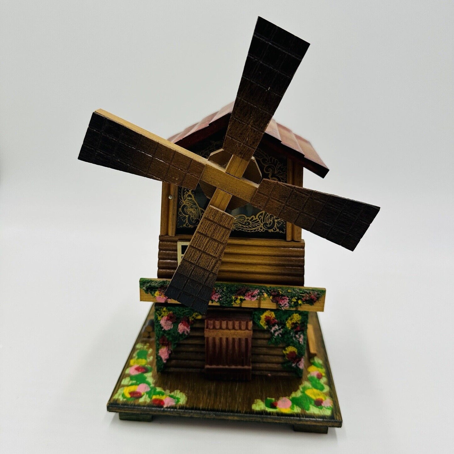 Wooden Jewelry Windmill Wood Box Shaped Dutch Vintage Hand-painted Home Decor