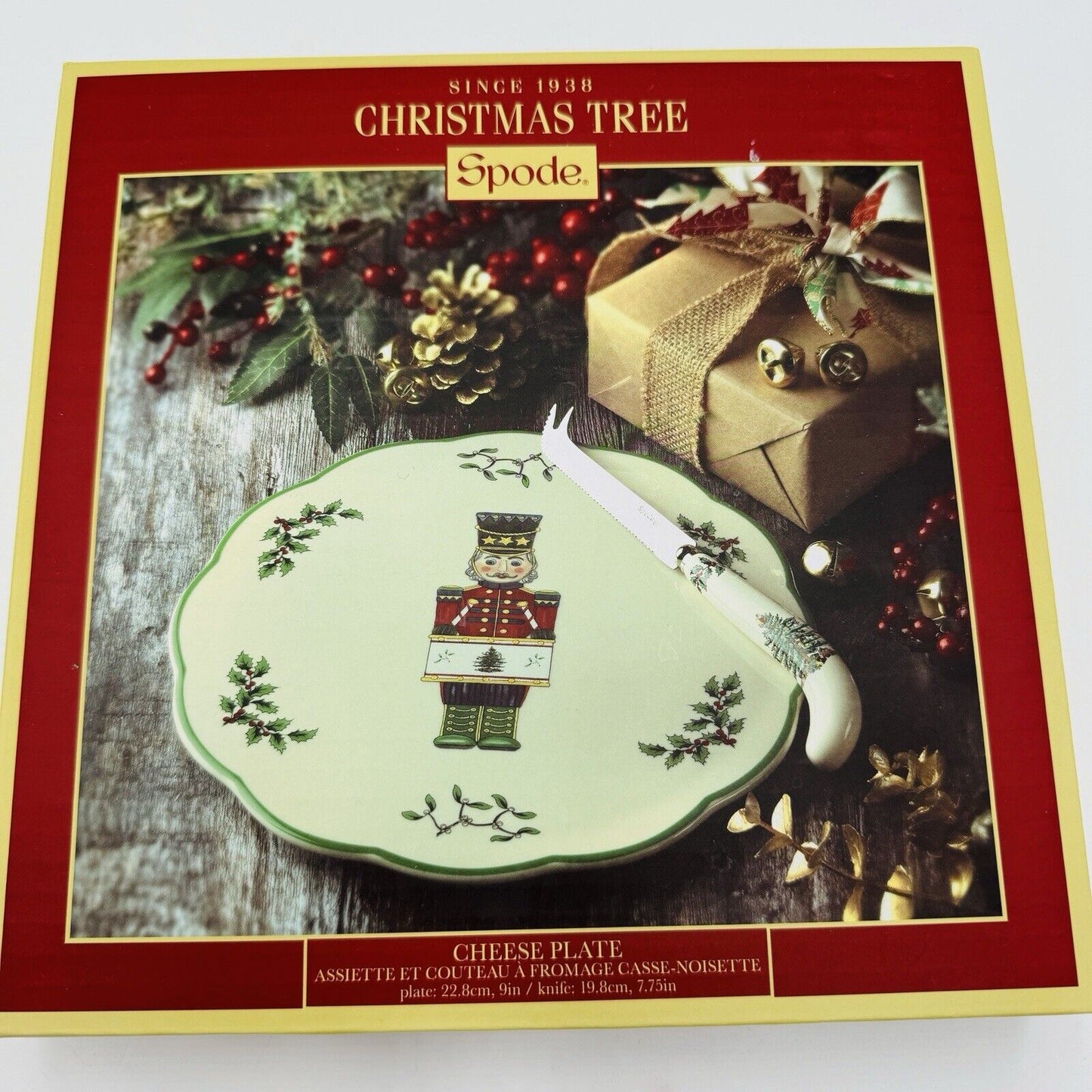 Spode Christmas Tree Nutcracker Cheese Plate & Knife Set NIB