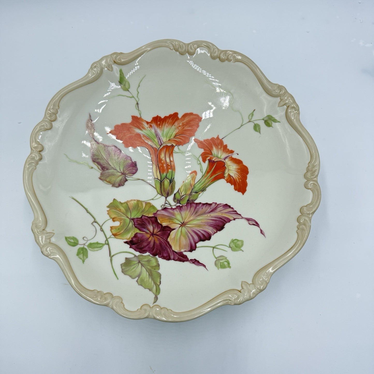 Rosenthal Pompadour Godesberg Porcelain footed serving bowl early 20th C Floral