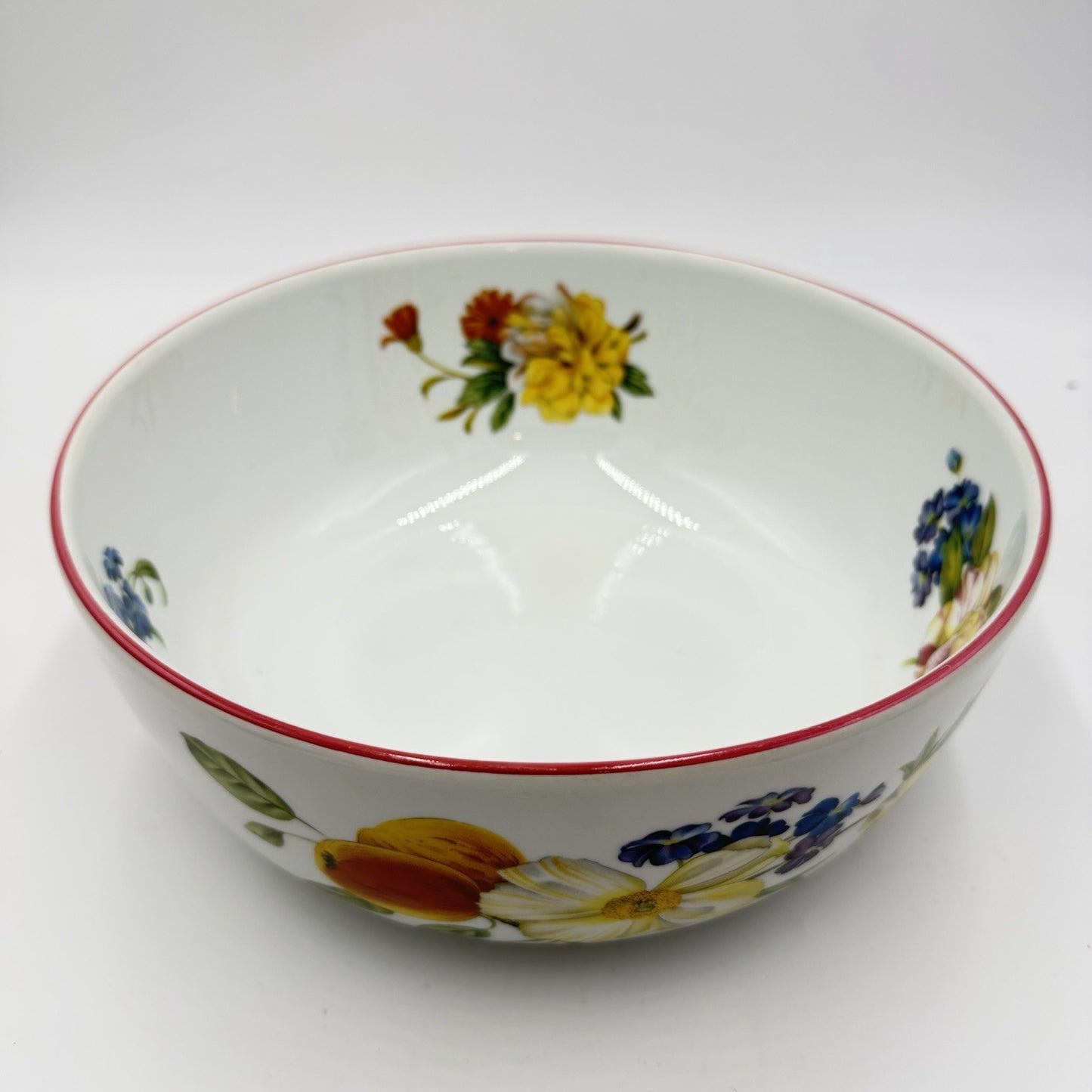 Rare Royal Worcester Ashford Red Trim 10" Large Salad Serving Bowl Porcelain UK
