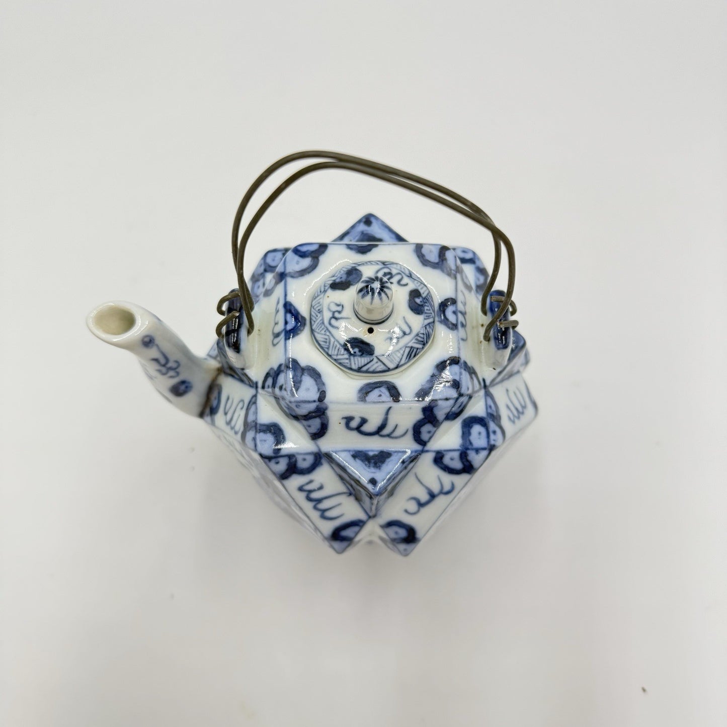 Chinese Glazed Blue And White Porcelain Teapot Painted Dragons Kangxi Mark Small