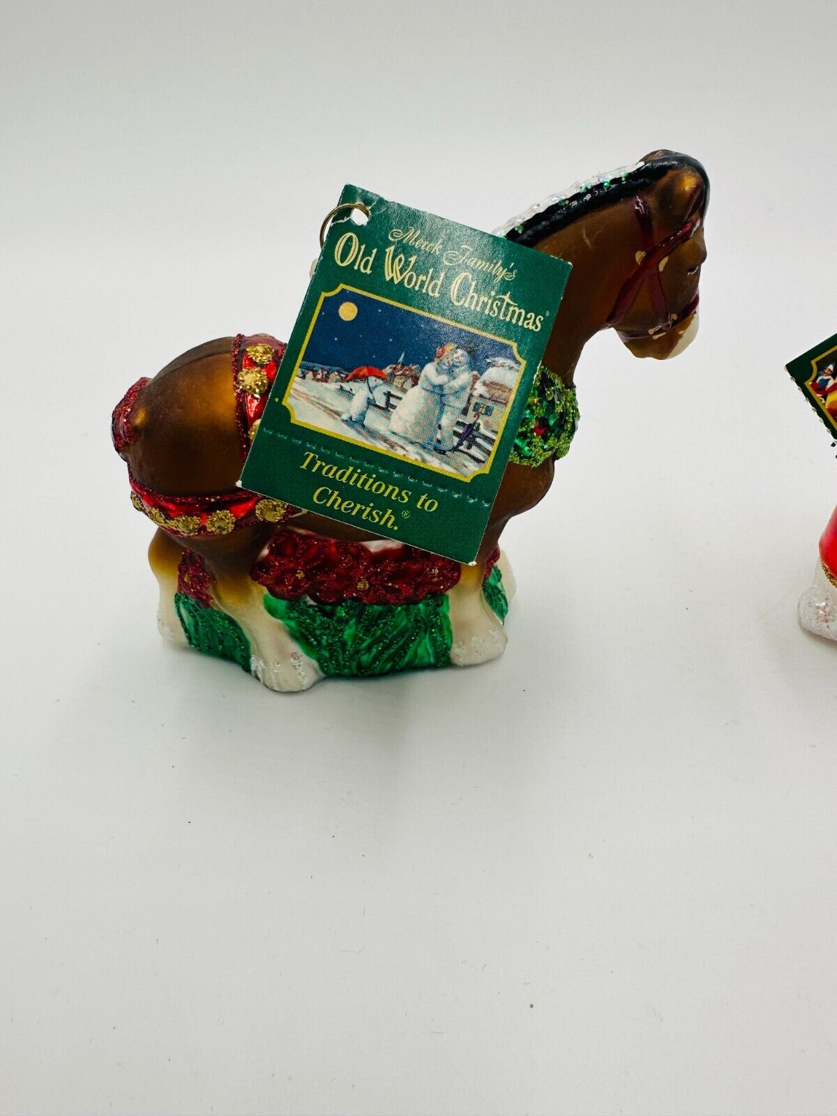 Old World Christmas Clydesdale Ornament 1st Bear 12255 Glass Blown Holiday