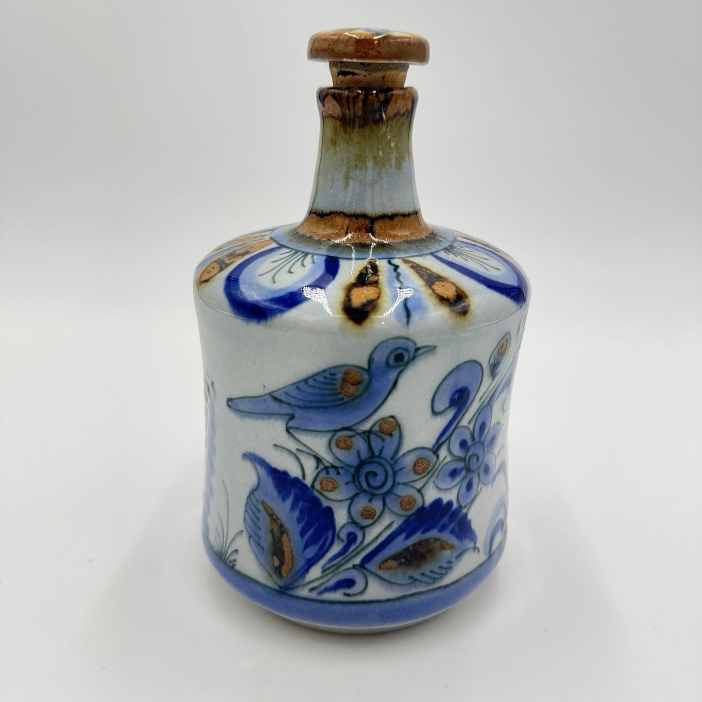 El Palomar Ken Edwards Mexican Folk Art Studio Art Pottery Decanter Painted 7”