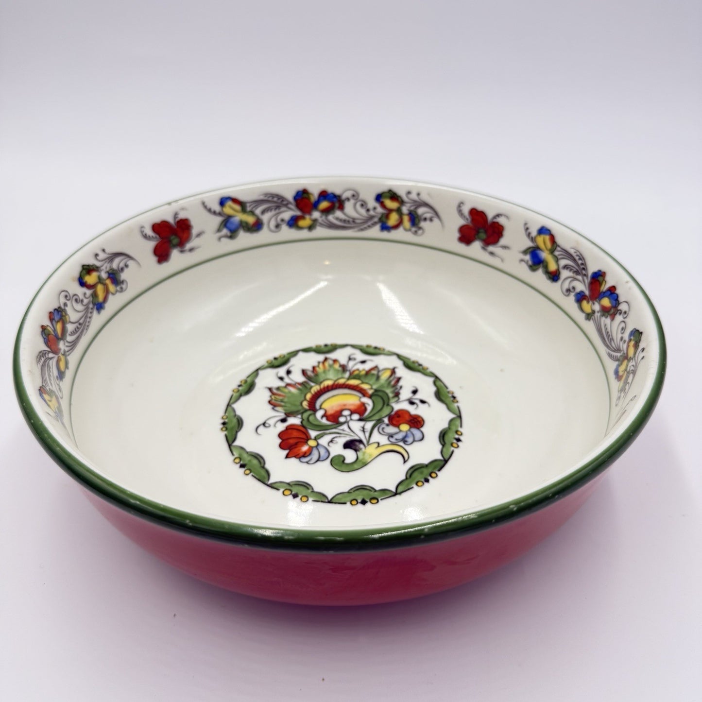 Antique Porsgrund Porcelain Norway Nordic Rose Serving Bowl Hand Painted Large