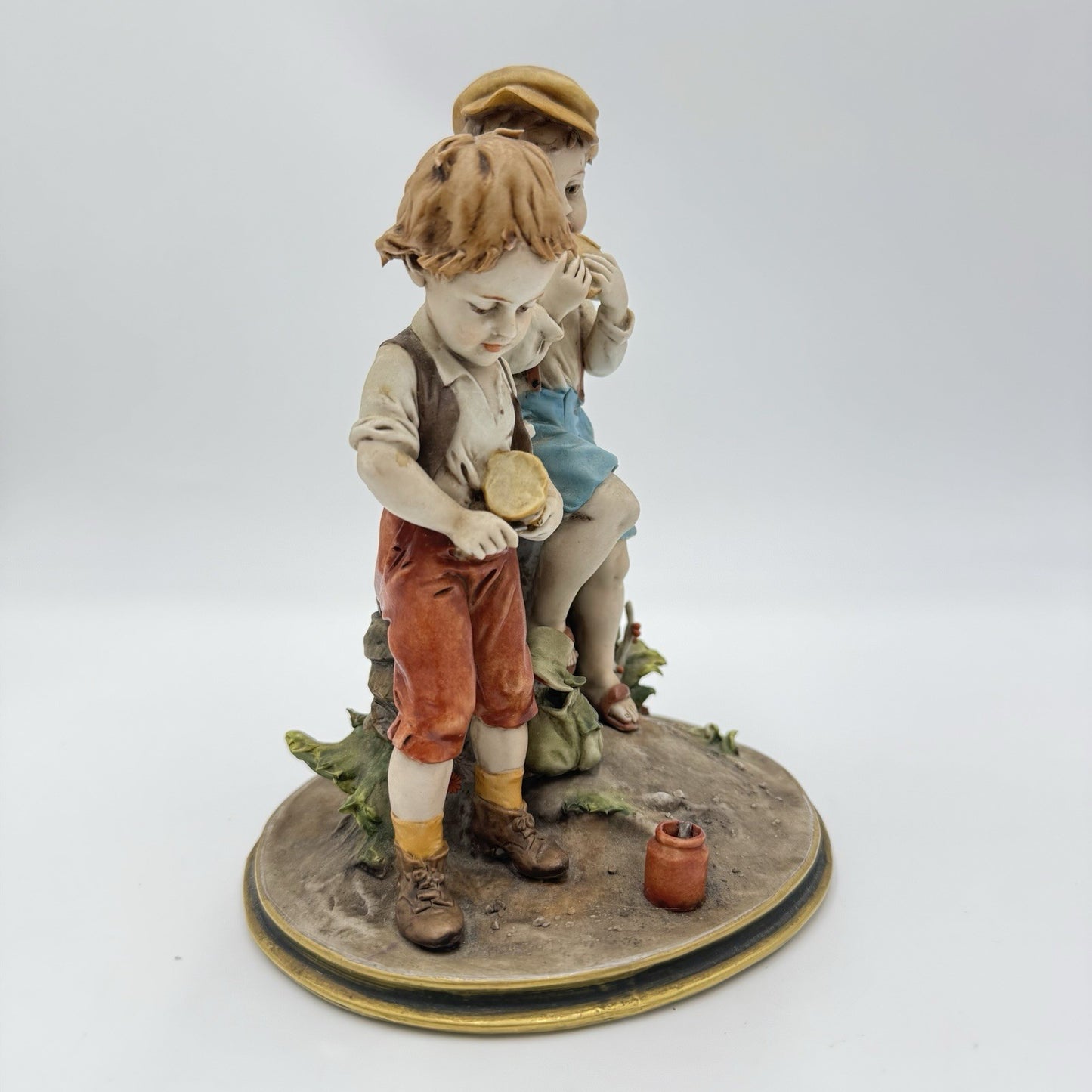 Luigi Giorgio Benacchio Triade Children Eating Lunch Hand Painted Figurine Italy