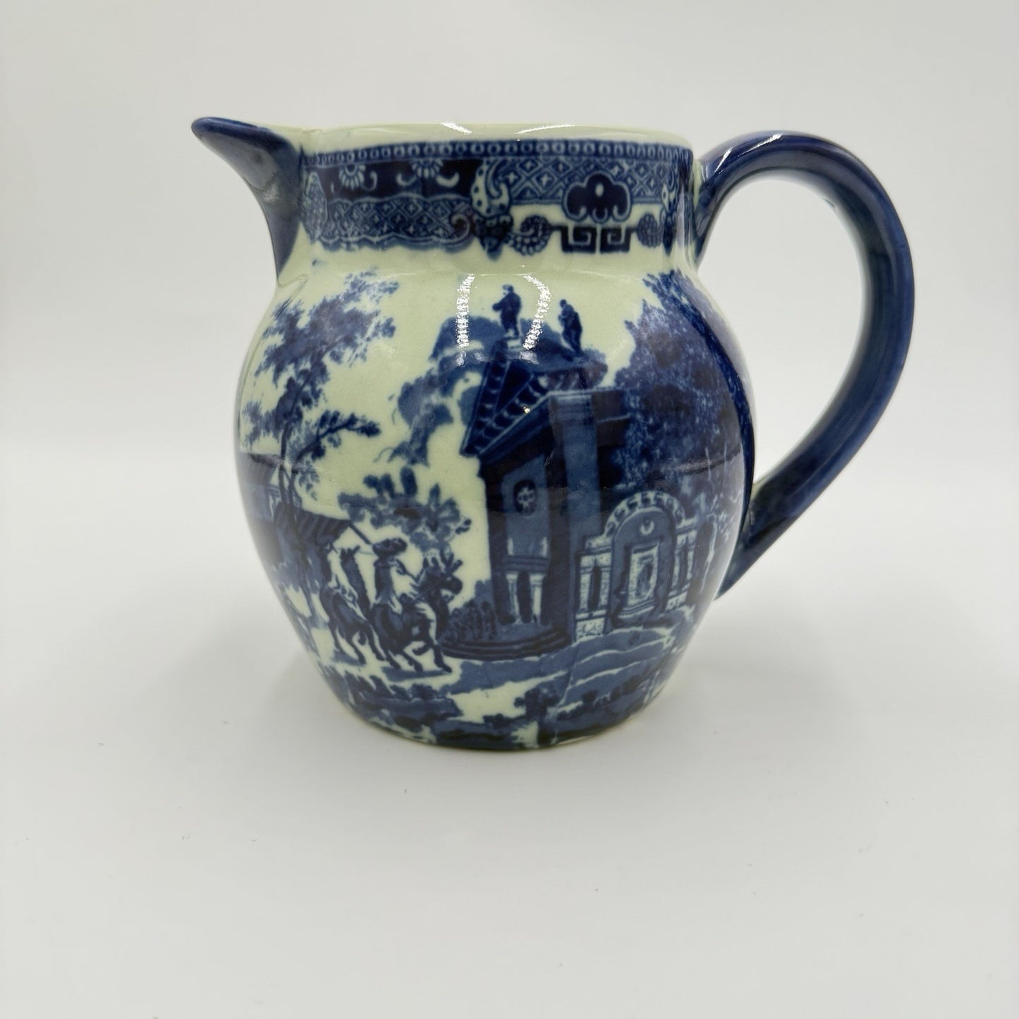 Antique Victorian Ware Ironstone Blue & White Pitcher Porcelain 1920