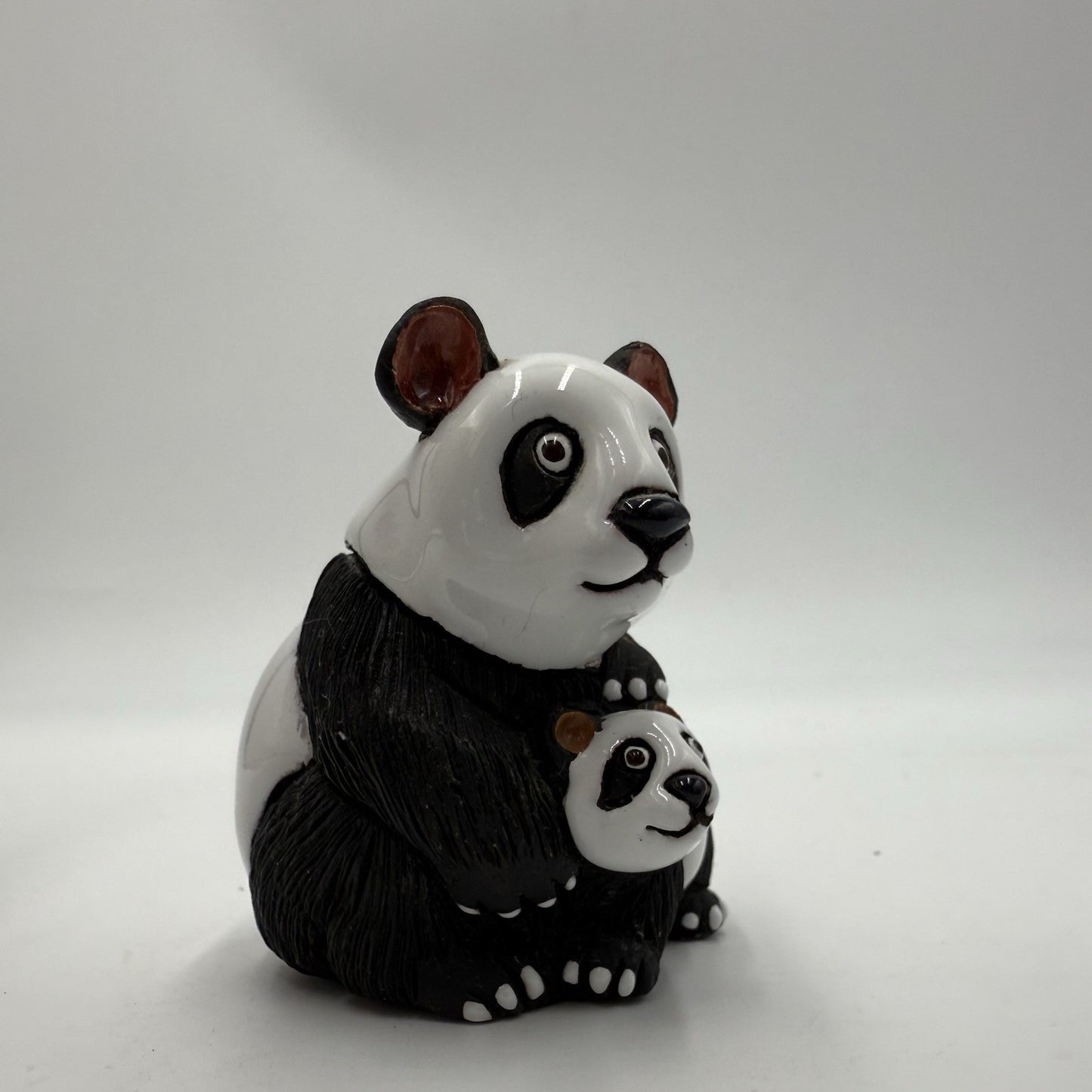 Vintage LEPS Peru Pottery Rinconada Panda Mama Bear & Cub Figurine