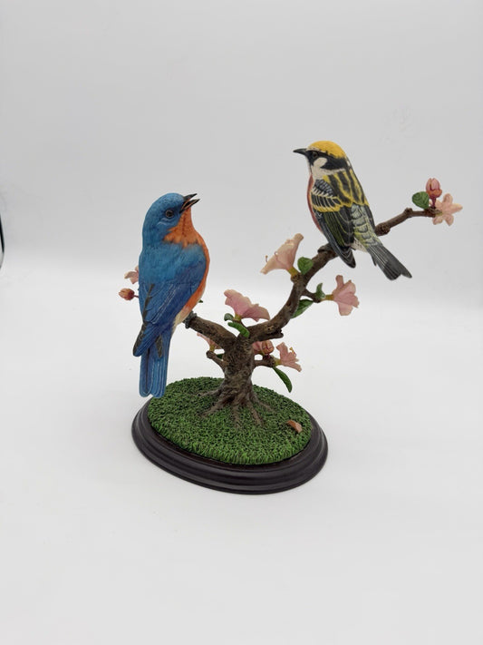 Rare Danbury Mint Spring Greetings Birds On Branch Bob Guge Figurine Painted