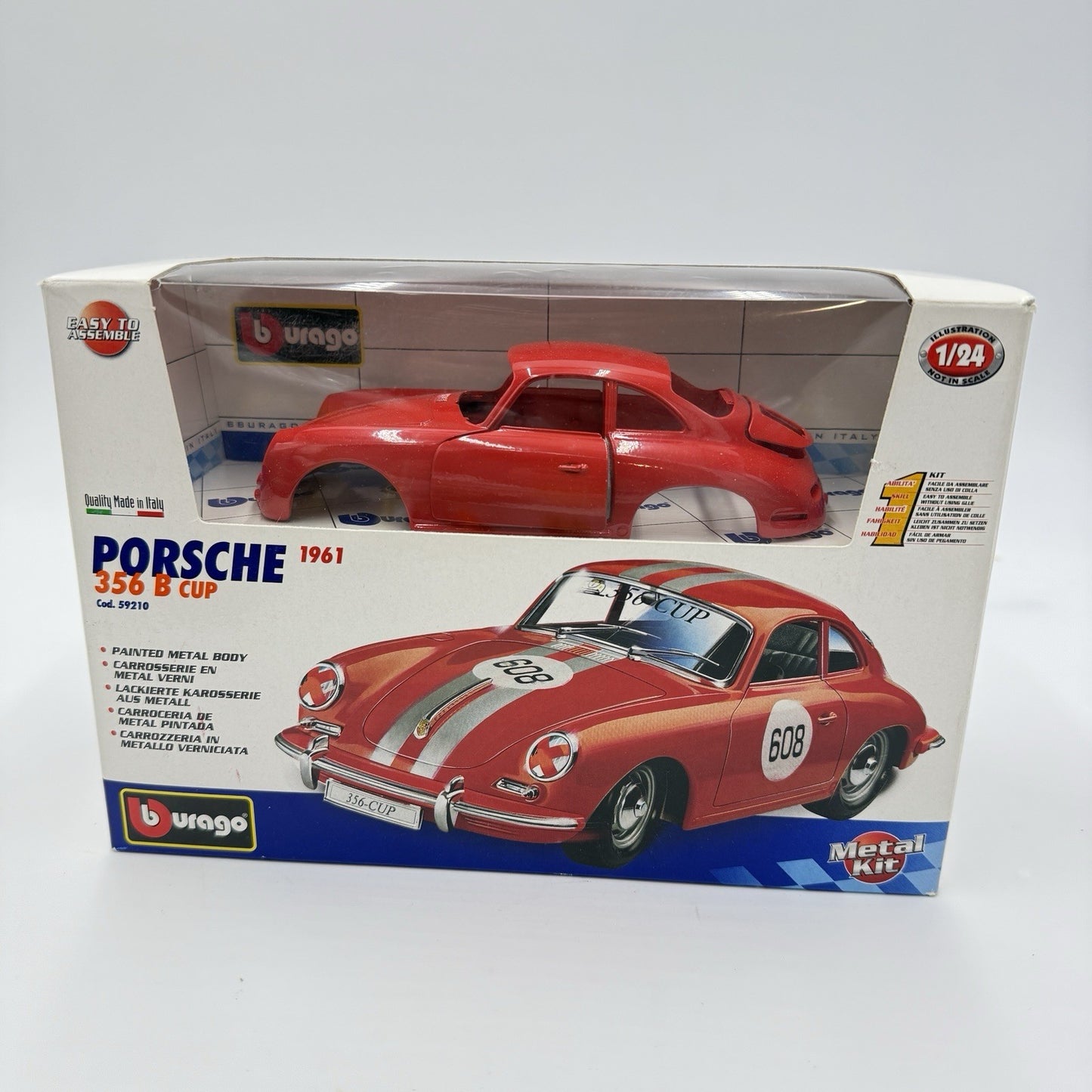 Burago 1:24 scale Porsche 1961 356 B Cup die-cast metal model kit Sealed New