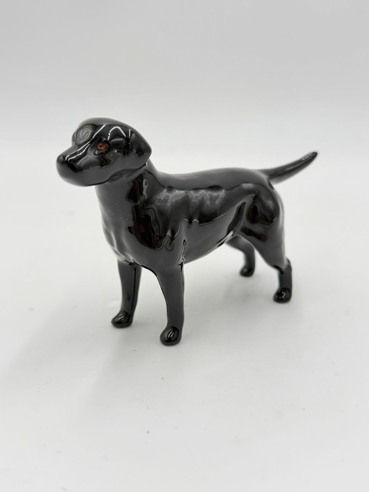 Vintage John Beswick England Black Porcelain Labrador Dog Miniature Figurine