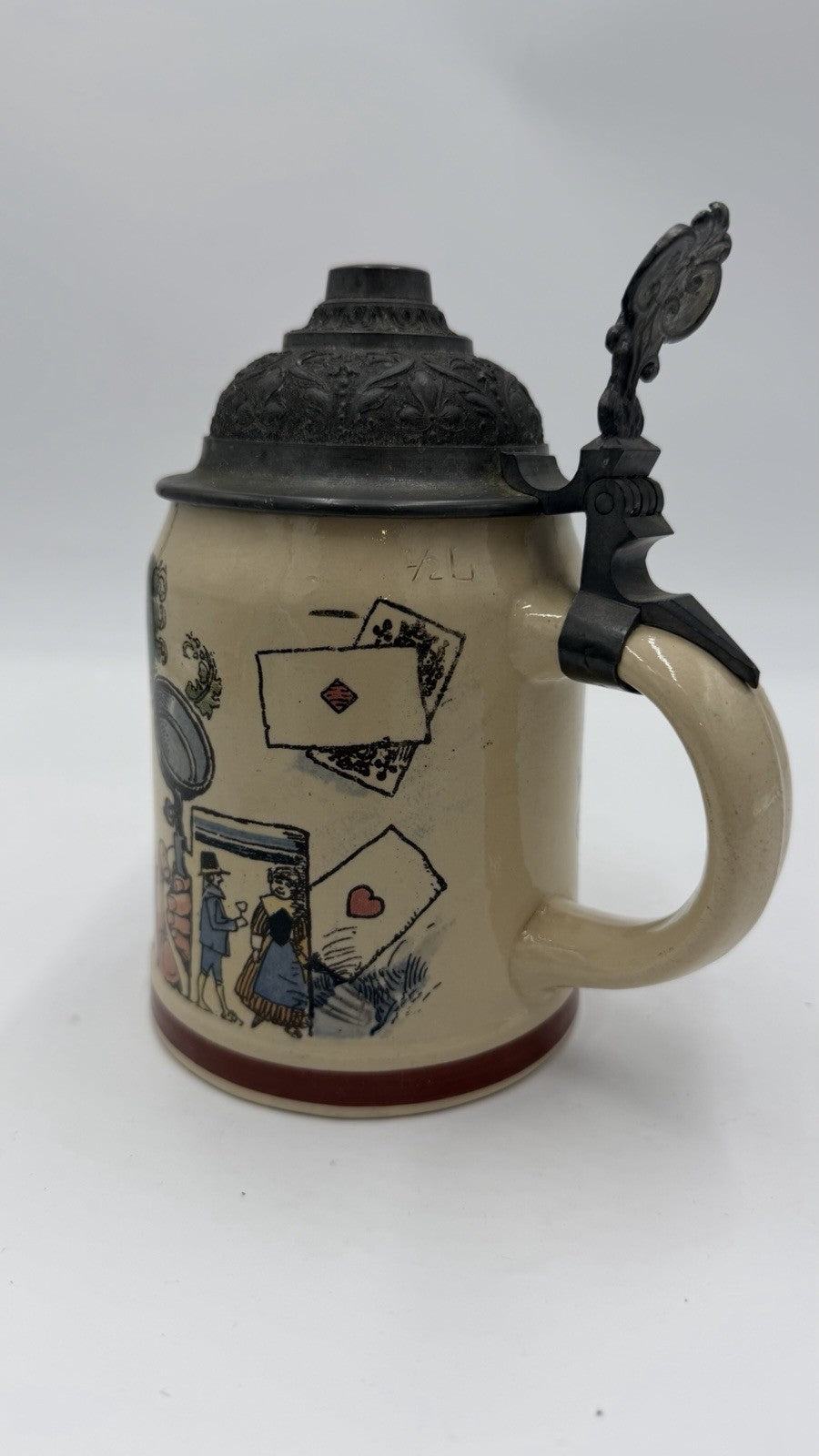 Antique Villeroy & Boch Mettlach Lidded German Beer Stein Heinrich Schlitt 1/2L