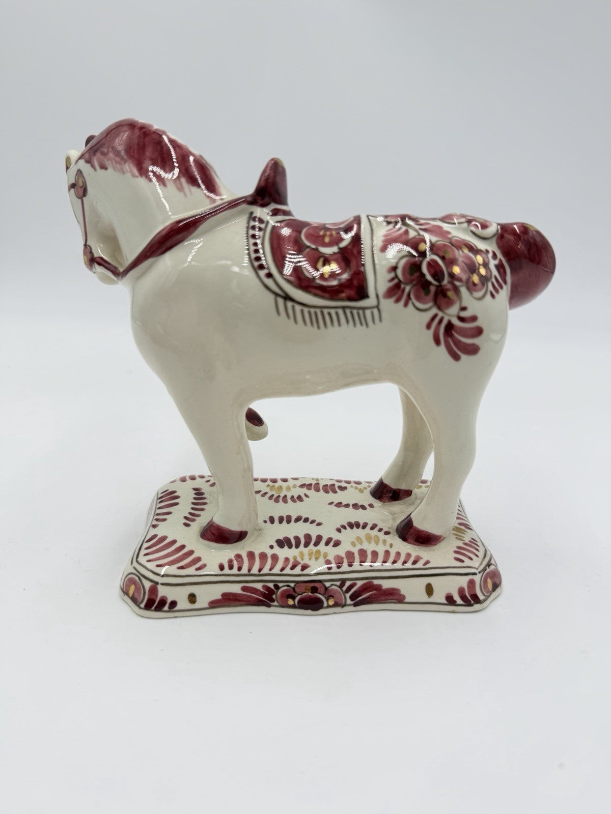 Rare Delft Holland ROOD RED VELSEN Pottery unicorn horse Figurine 809
