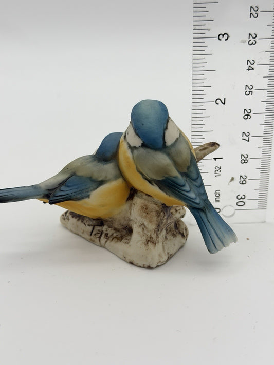 Rare Tay Giuseppe Tagliariol Porcelain Italy Blue tit Birds Painted Figurine 2”H