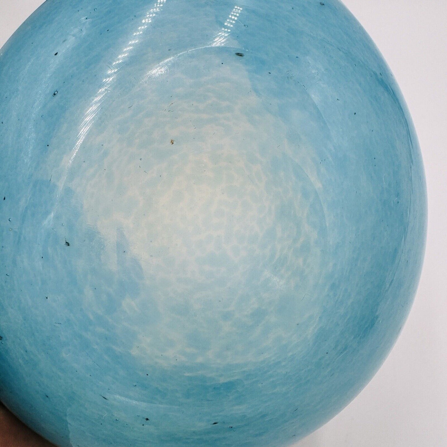 MCM Murano Art Glass Barbini Aqua Blue Bowl Italy Hand Blown
