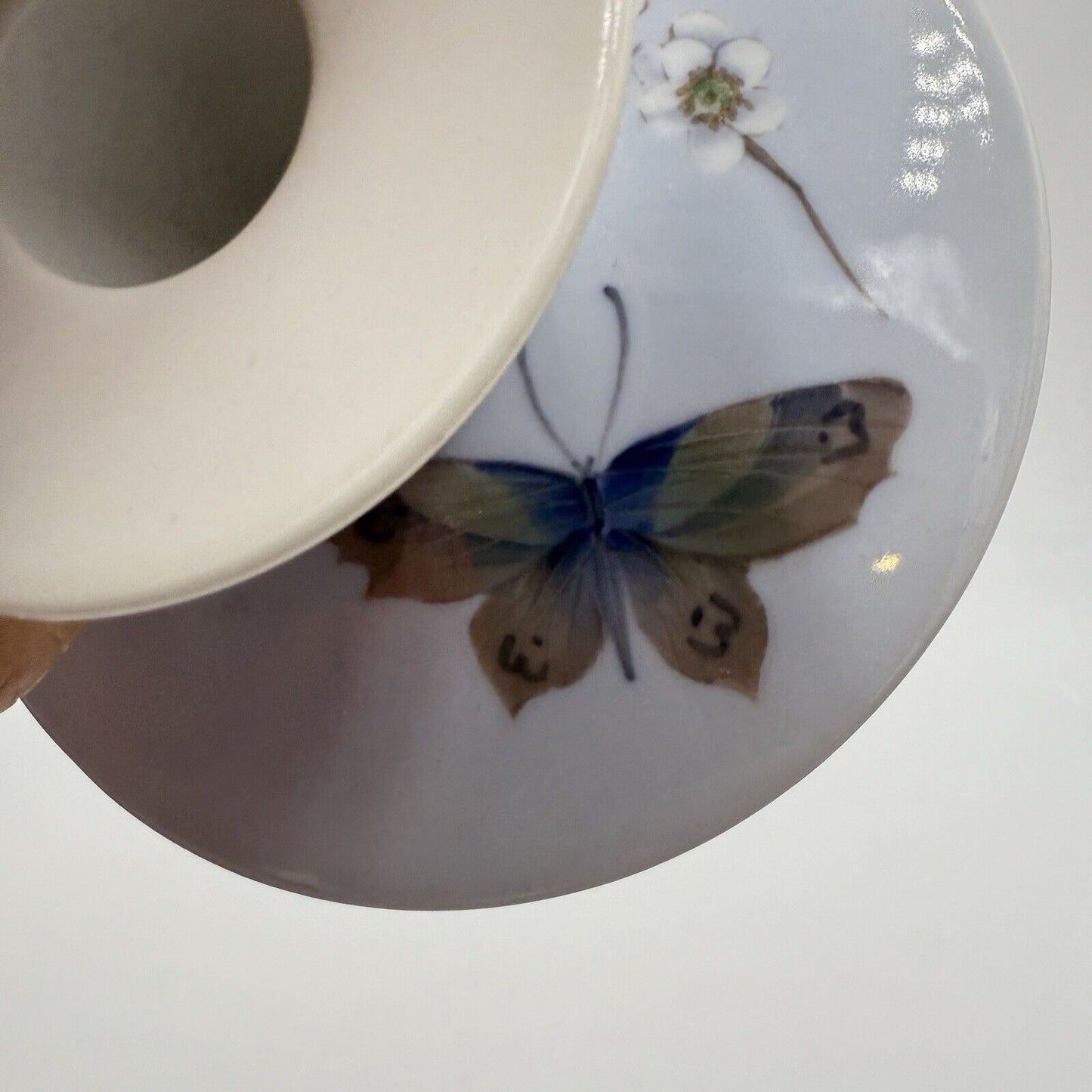 Royal Copenhagen Porcelain Candlestick Denmark Butterfly Cherry Blossoms #3335