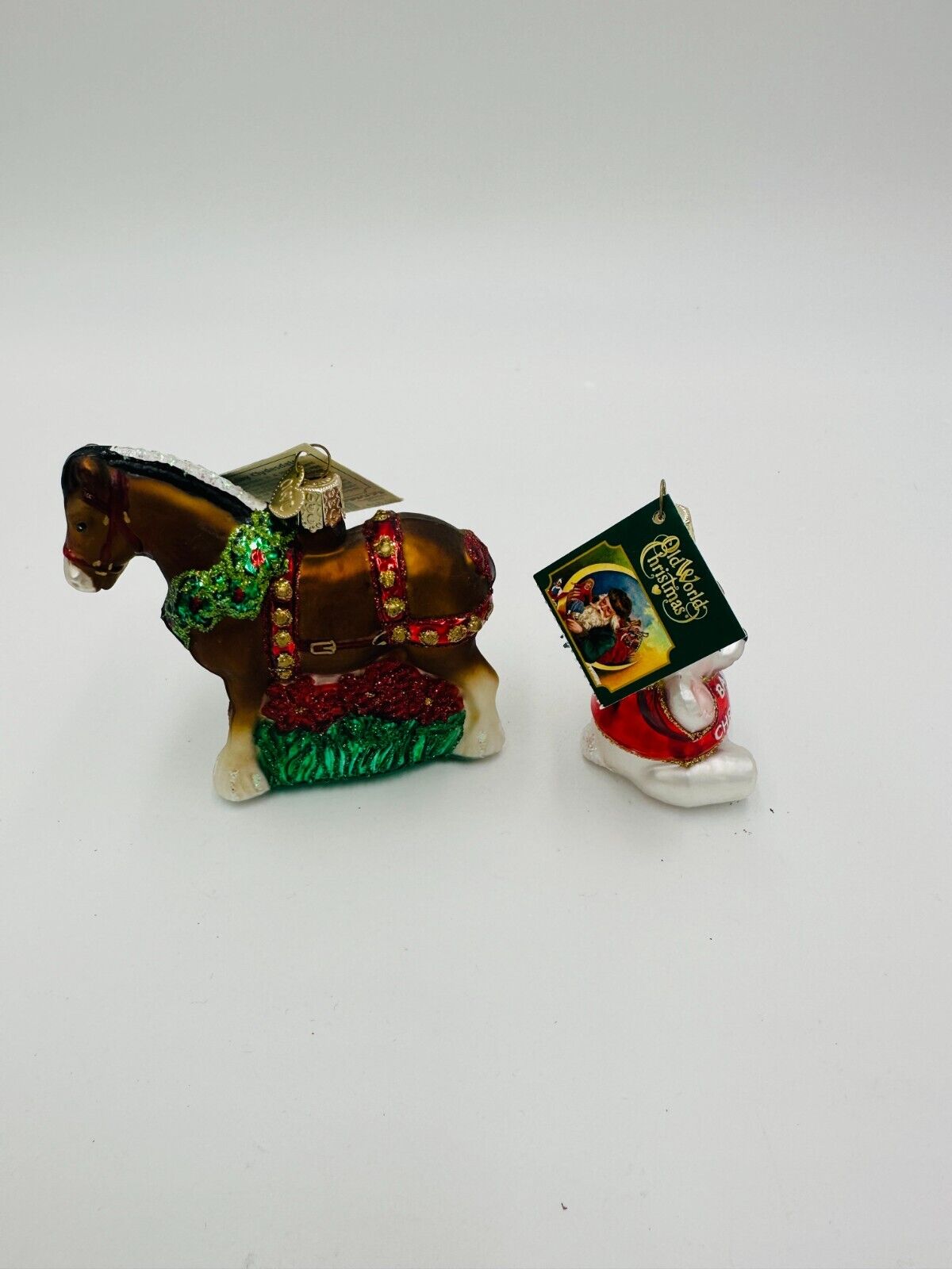Old World Christmas Clydesdale Ornament 1st Bear 12255 Glass Blown Holiday