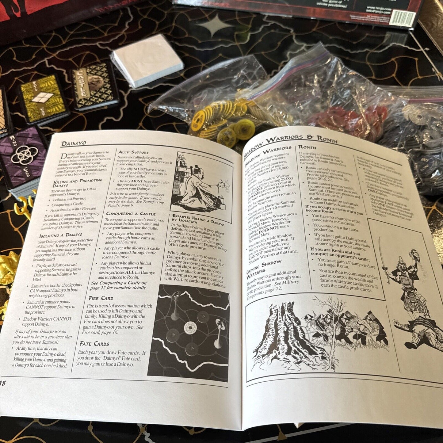 Tenjo (Samurai Warlord) Board Game Whyspire 1999 Large Box Japanese Theme Red