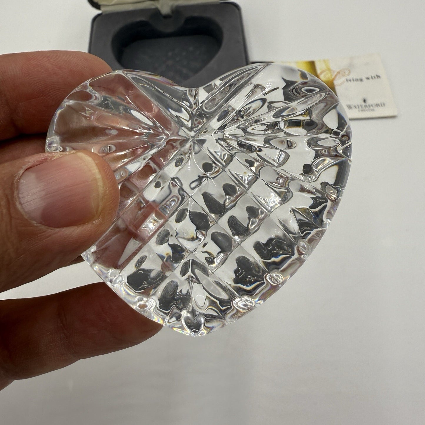 Waterford Crystal Heart Heart Hand Cooler Sculpture Paperweight Office Decor Box