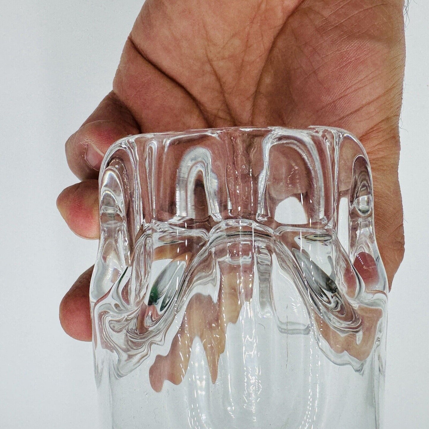 iittala Finland Crystal Glass Vase Marja Design Tapio Wirkkala 6.5” 1976 Vintage