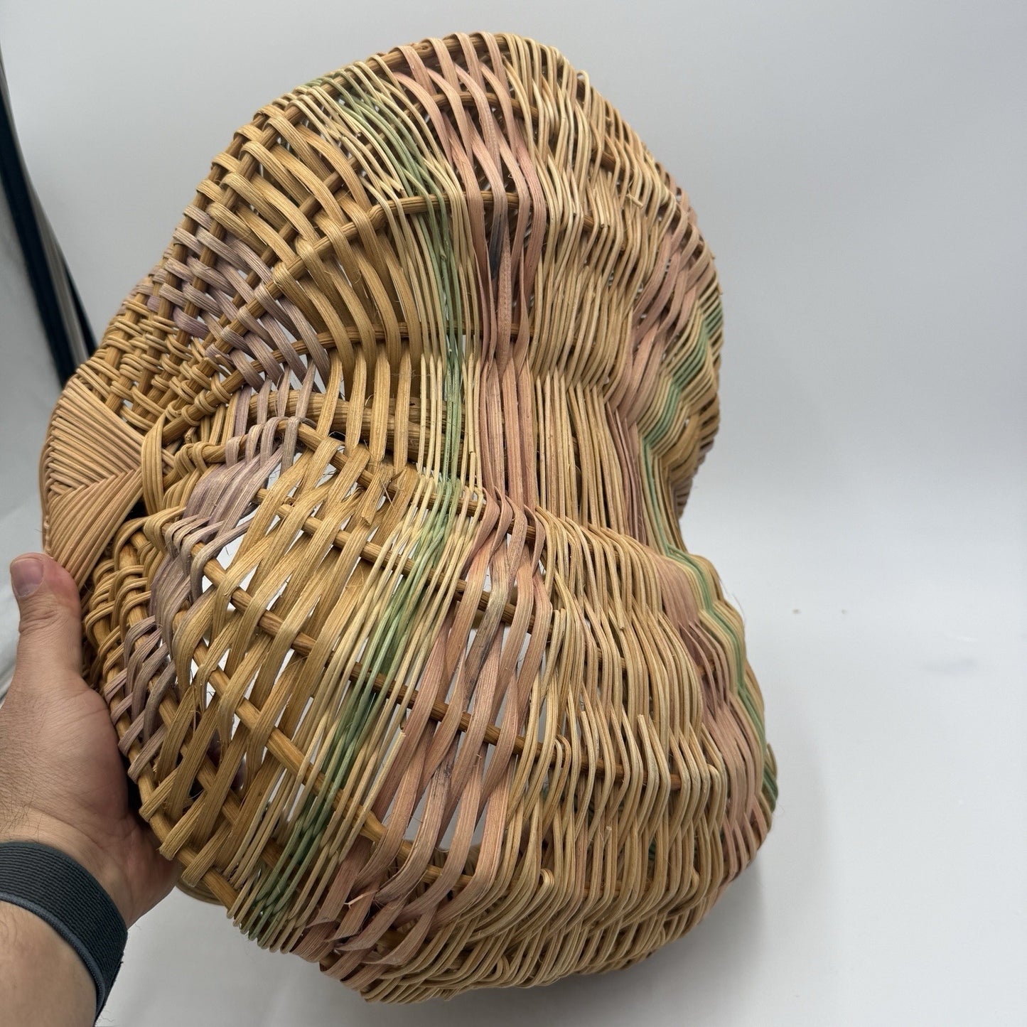 Vintage Primitive Natural Buttocks Basket Grape Vine Gathering Eggs