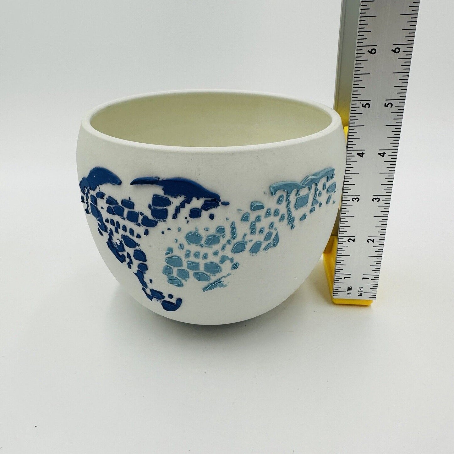 Danish Bowl Pottery Ceramic 1970s White Blue Collection Serveware
