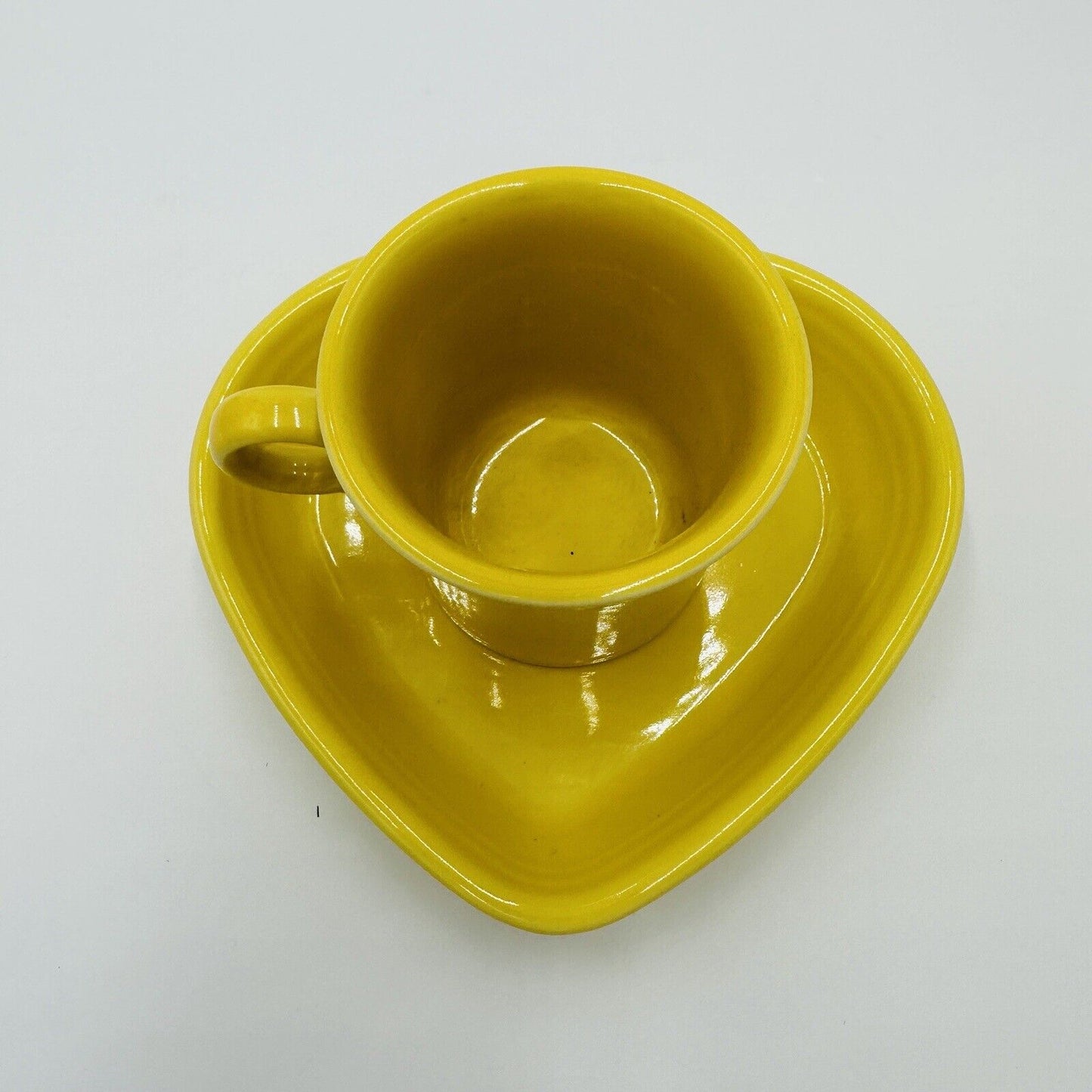 Fiestaware Coffee Mug Yellow Heart Shaped Ray & Yellow Serveware Vintage Dining