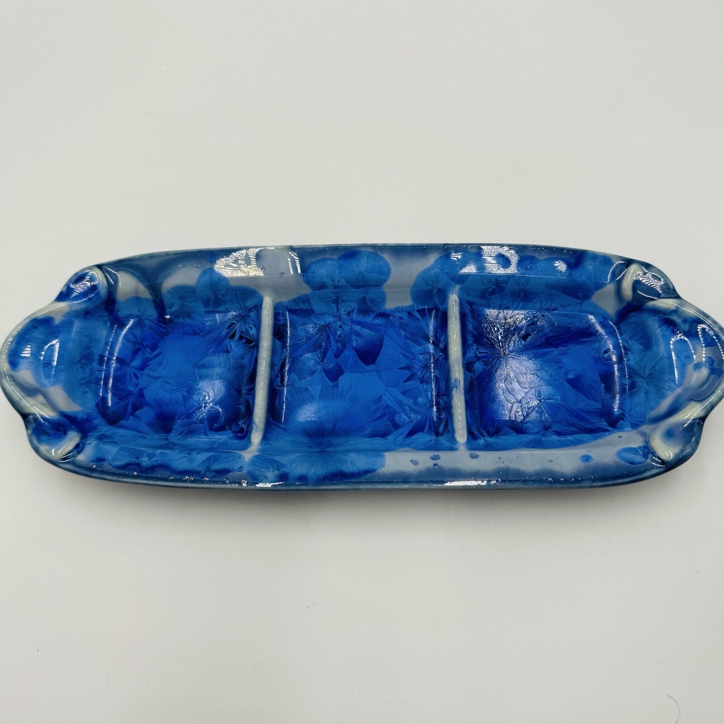 Studio Edgecomb Rectangle Divided Tray Potters Pottery Crystalline 11in x 4in