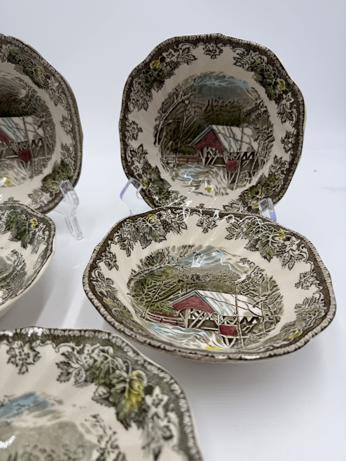 Vintage Johnson Bros The Friendly Village Porcelain English Bowls Set 5 Bridge