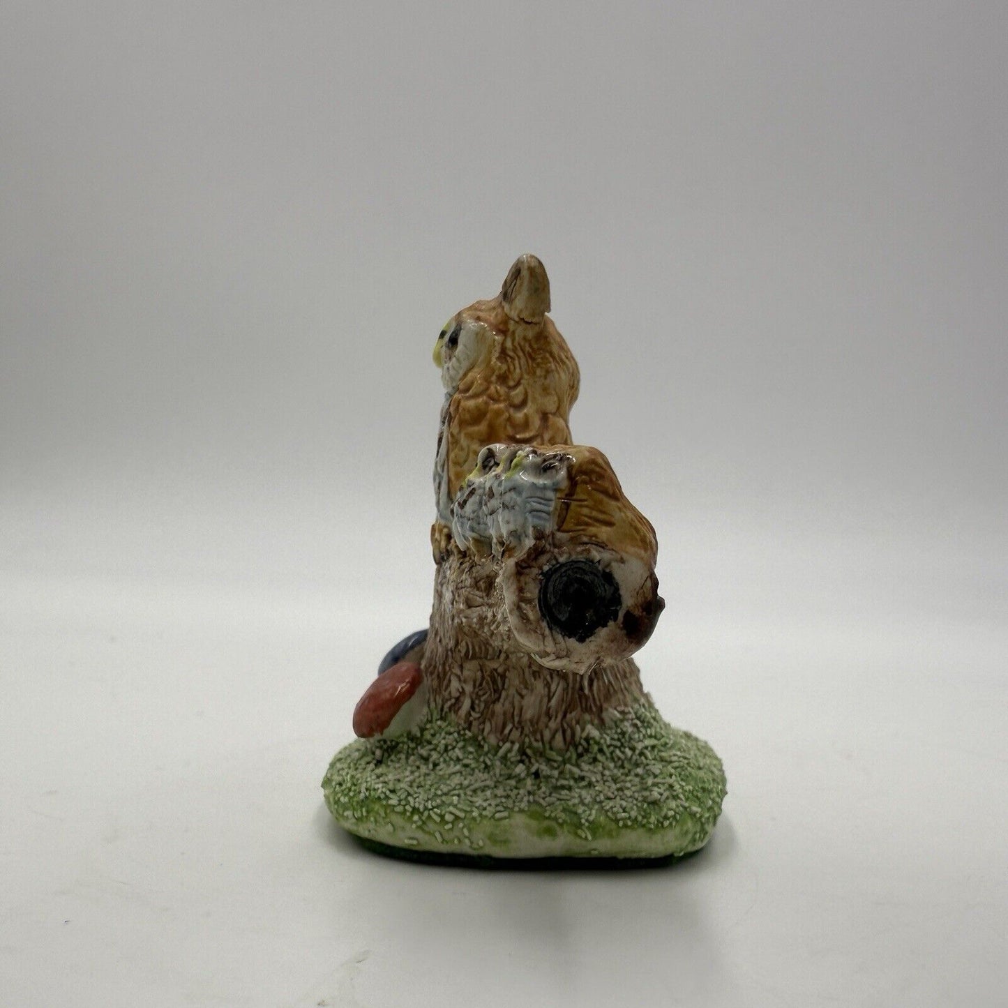 Basil Matthews Owl & Baby Owlets on Branch Signed Vintage England Figurine