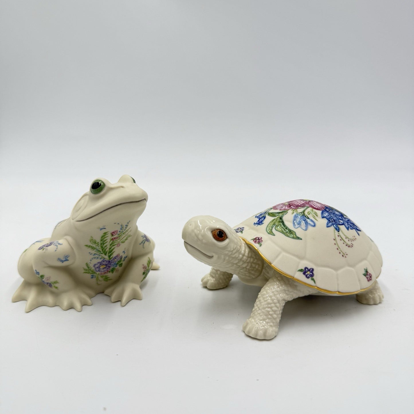 Lenox Porcelain Rhyn-Rivet Beside the Brook Frog & Turtle Floral Figurines